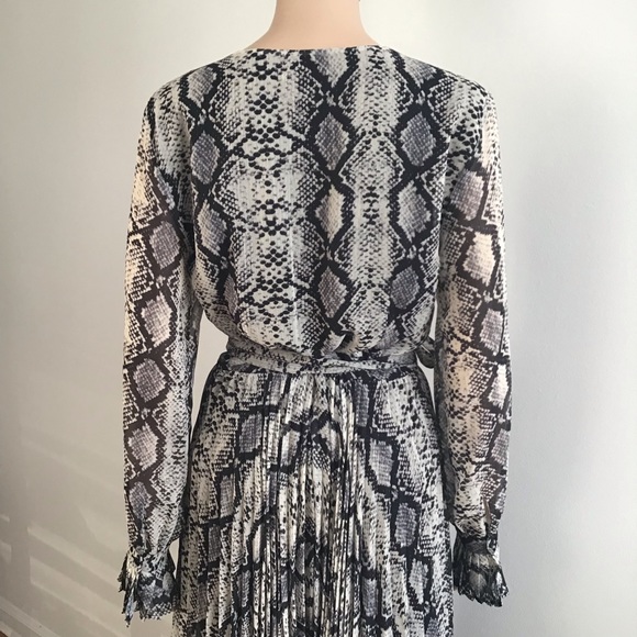 RESERVED .H&M TREND Conscious Midi SNAKESKIN PATTERNED Wrap Pleated Dress Size 8 - Picture 12 of 13